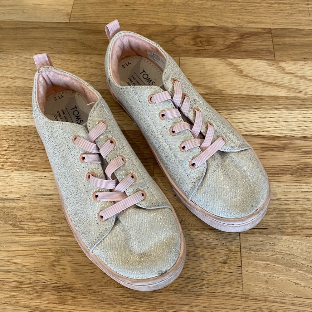TOMS Pink Sparkle Sneakers Size 1.5Y